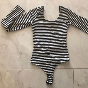Black and white striped leotard